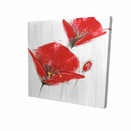 FONDO 32 x 32 in. Three Red Flowers with Golden Center-Print on Canvas FO2792622